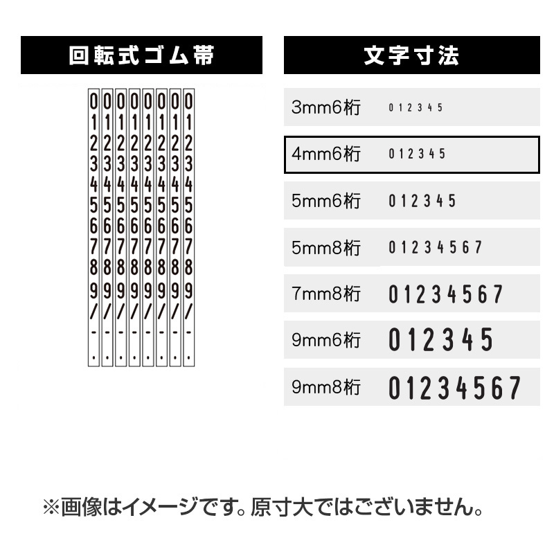 連続回転印(数字)  (4mm 6桁)