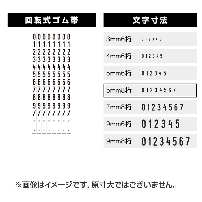 連続回転印（数字）  (5mm 8桁) 