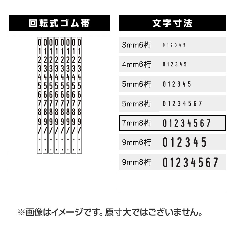 連続回転印（数字）  (7mm 8桁) 