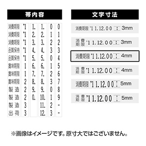 連続回転印（日付） 4mm　1帯 漢字前