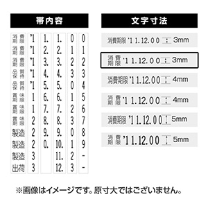 連続回転印（日付） 3mm　2帯 漢字前