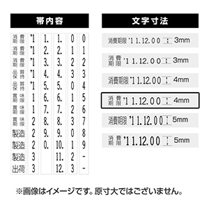 連続回転印（日付） 4mm　2帯 漢字前