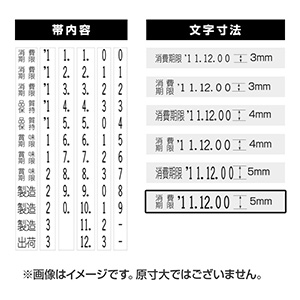 連続回転印（日付） 5mm　2帯 漢字前